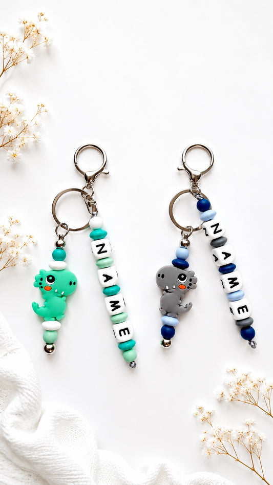 Dino name tag, Dinosaur personalised Charm , Backpack chain with name