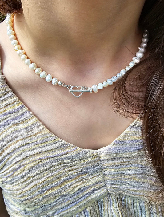 Handmade Freshwater Pearl and Sterling Silver 925 Choker Neckless 5/6mm - BellishHandmade Freshwater Pearl and Sterling Silver 925 Choker Neckless 5/6mm