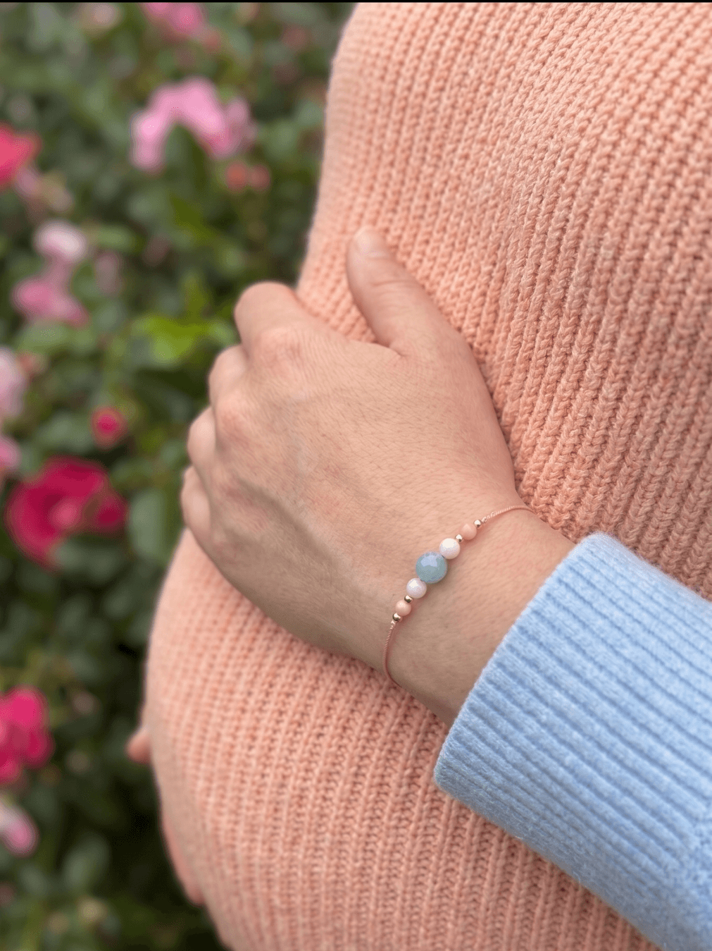 Feminine Glow – Fertility & Pregnancy Bracelet with Moonstone, Pink Opal & Aquamarine