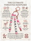 Handcrafted, personalized charm made from BPA-free soft silicone in shades of pink and white. It features three strands: two with name beads and one with a cute white llama figurine with a pink rose, all attached to an elegant rose gold clasp.