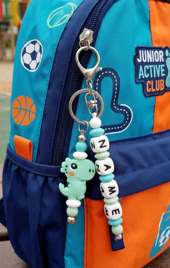Dino name tag, Dinosaur  personalised Charm , Backpack chain with name
