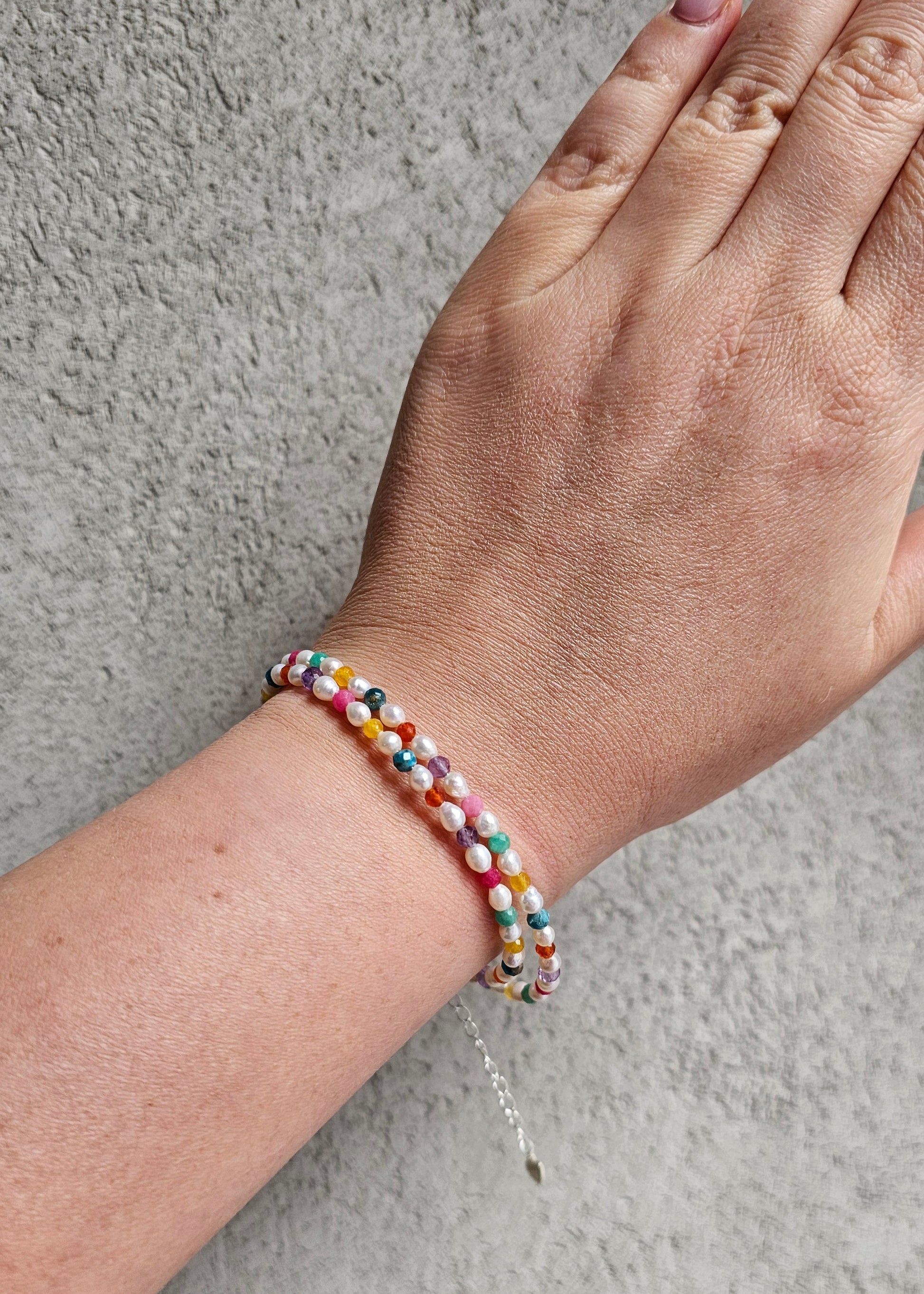 rainbow Bracelet pearl gemstone