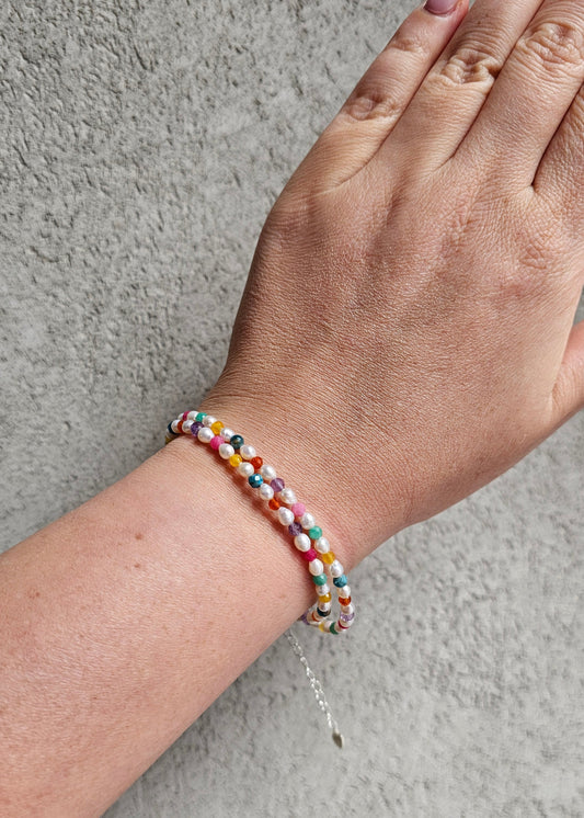 rainbow Bracelet pearl gemstone