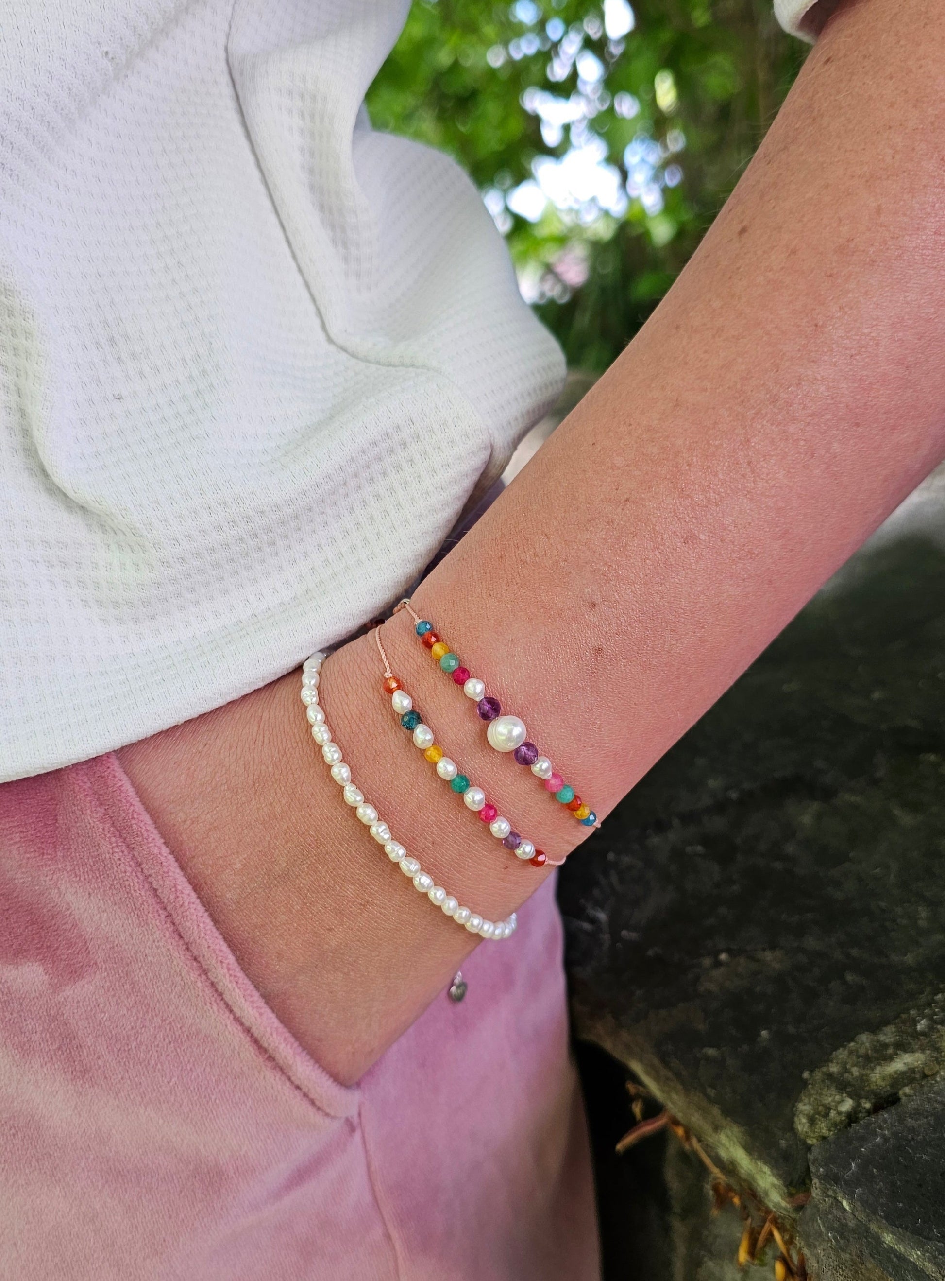 Rainbow Bracelet Pear Gemstone Natural Stones Handmade Regular Irish jewellery 