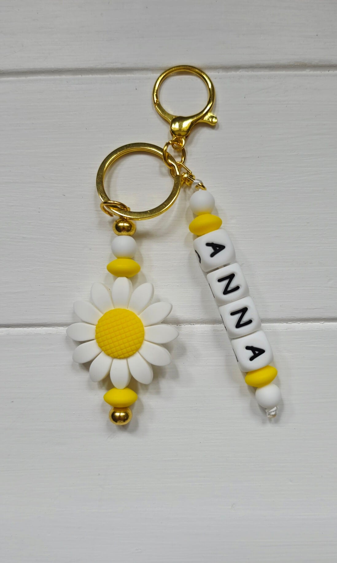 Personalised Daisy Backpack Charm & Name Bag Tag | Handmade Silicone Back to School Gift