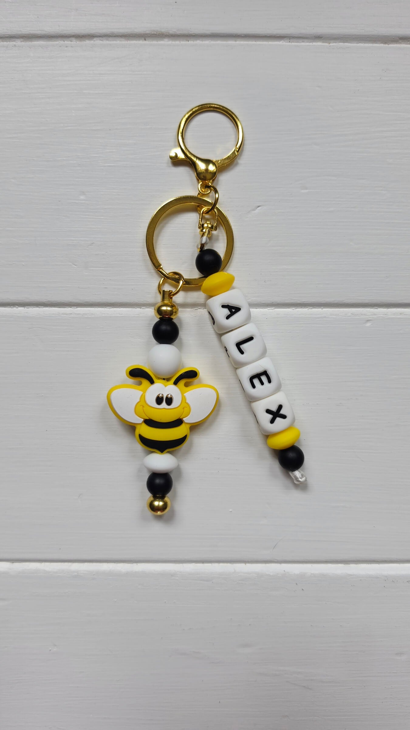 Personalised Bee Bag Charm 🐝 | Name Keyring for School Bags, Backpacks & Mum's Bag