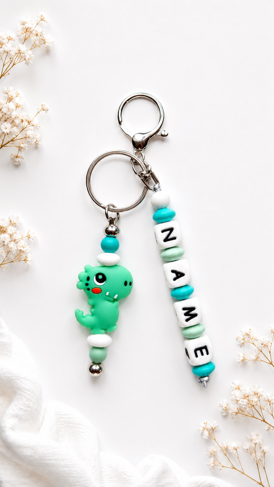 Dino name tag, Dinosaur  personalised Charm , Backpack chain with name