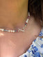 Aquamarine & Rhodonite Pearl Choker – 925 Silver Heart Clasp - BellishAquamarine & Rhodonite Pearl Choker – 925 Silver Heart Clasp
