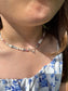 Aquamarine & Rhodonite Pearl Choker – 925 Silver Heart Clasp - BellishAquamarine & Rhodonite Pearl Choker – 925 Silver Heart Clasp