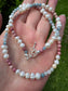 Aquamarine & Rhodonite Pearl Choker – 925 Silver Heart Clasp - BellishAquamarine & Rhodonite Pearl Choker – 925 Silver Heart Clasp