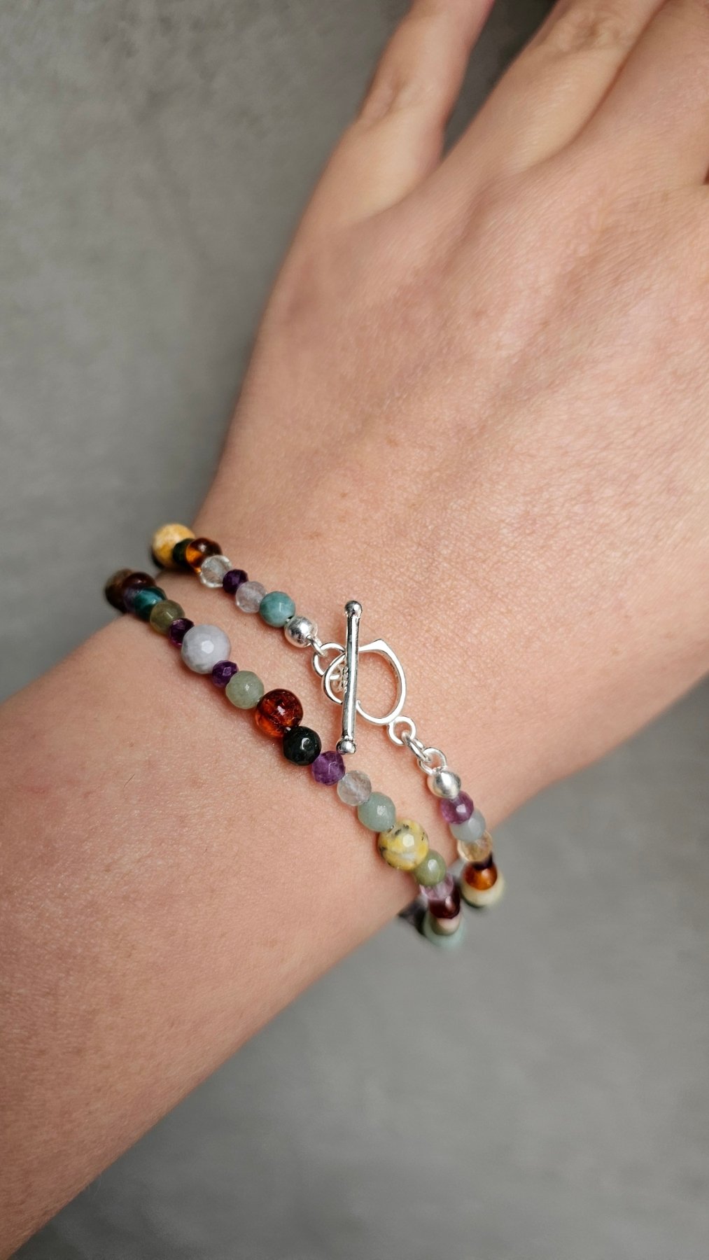 Autumn Gemstone Choker 38cm - Opal Baltic Amber Amethyst Agate Emerald - BellishAutumn Gemstone Choker 38cm - Opal Baltic Amber Amethyst Agate Emerald