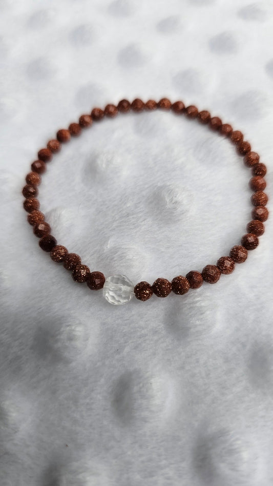 Crystal Horizon - Clear Quartz & Sandstone Bracelet ( Stretch Cord ) - BellishCrystal Horizon - Clear Quartz & Sandstone Bracelet ( Stretch Cord )