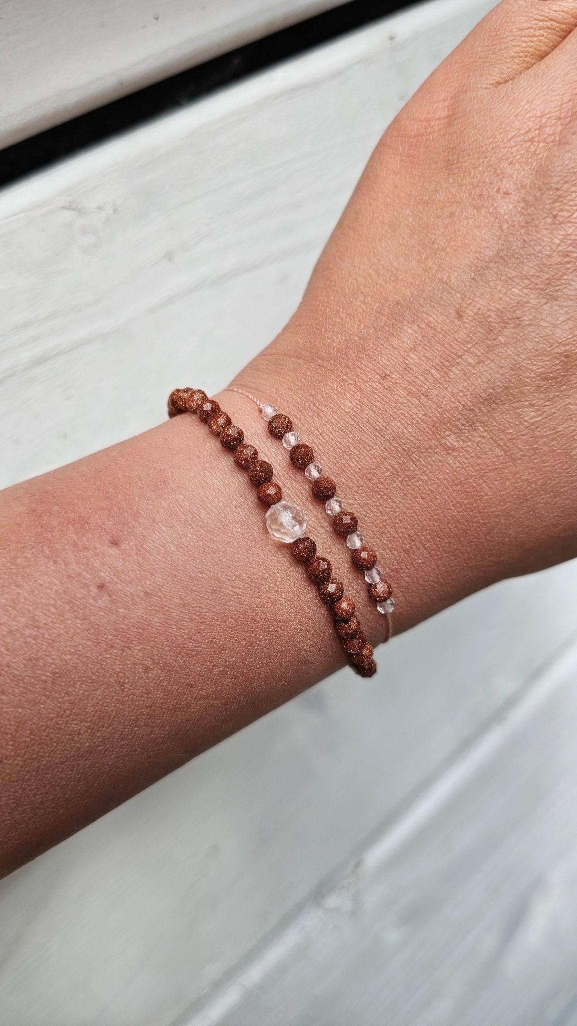 Crystal Horizon - Clear Quartz & Sandstone Bracelet ( Stretch Cord ) - BellishCrystal Horizon - Clear Quartz & Sandstone Bracelet ( Stretch Cord )
