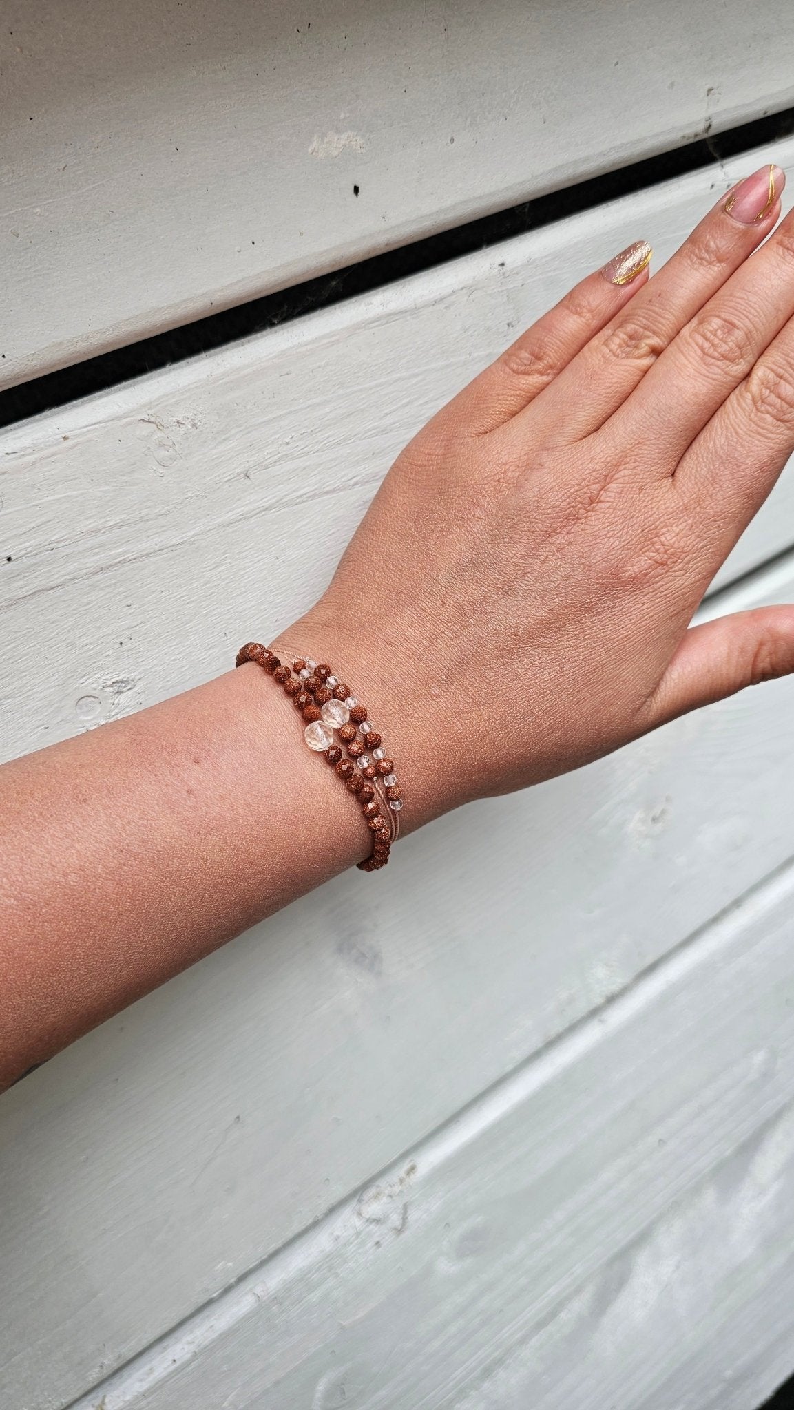 Crystal Horizon - Clear Quartz & Sandstone Bracelet ( Stretch Cord ) - BellishCrystal Horizon - Clear Quartz & Sandstone Bracelet ( Stretch Cord )