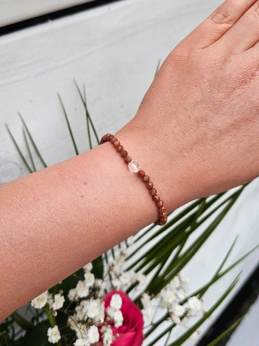 Crystal Horizon - Clear Quartz & Sandstone Bracelet ( Stretch Cord ) - BellishCrystal Horizon - Clear Quartz & Sandstone Bracelet ( Stretch Cord )