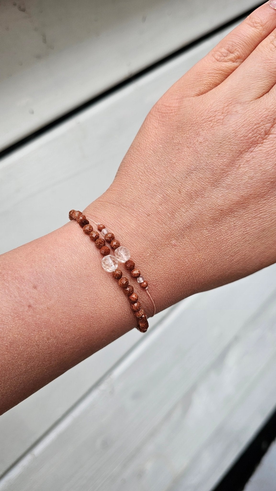 Crystal Horizon - Clear Quartz & Sandstone Bracelet ( Stretch Cord ) - BellishCrystal Horizon - Clear Quartz & Sandstone Bracelet ( Stretch Cord )