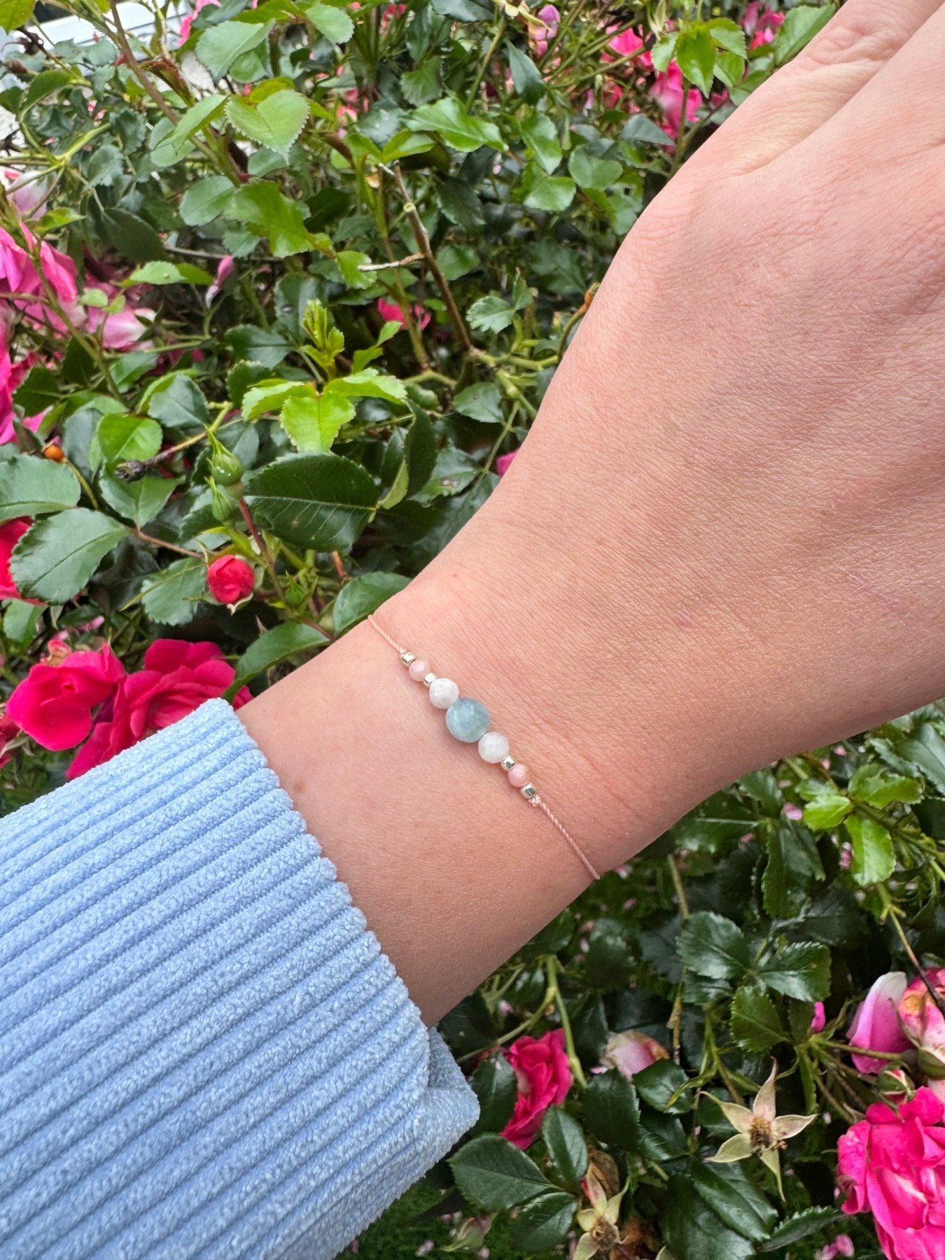 Feminine Glow – Fertility & Pregnancy Bracelet with Moonstone, Pink Opal & Aquamarine - BellishFeminine Glow – Fertility & Pregnancy Bracelet with Moonstone, Pink Opal & Aquamarine
