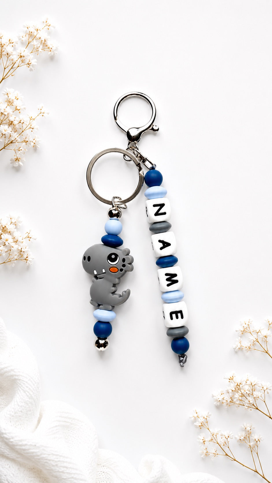 Dino name tag, Dinosaur  personalised Charm , Backpack chain with name