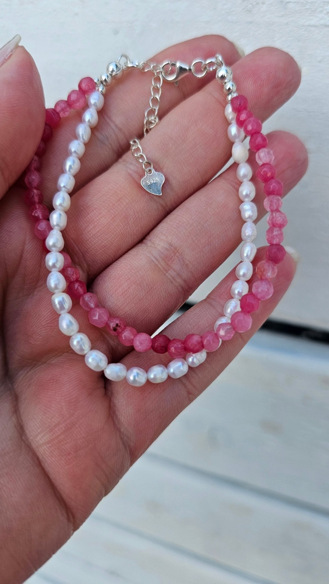 Freshwater Pearl & Pink Chalcedony Double - Layer Bracelet 4mm – Calm, Confidence & Emotional Balance - BellishFreshwater Pearl & Pink Chalcedony Double - Layer Bracelet 4mm – Calm, Confidence & Emotional Balance