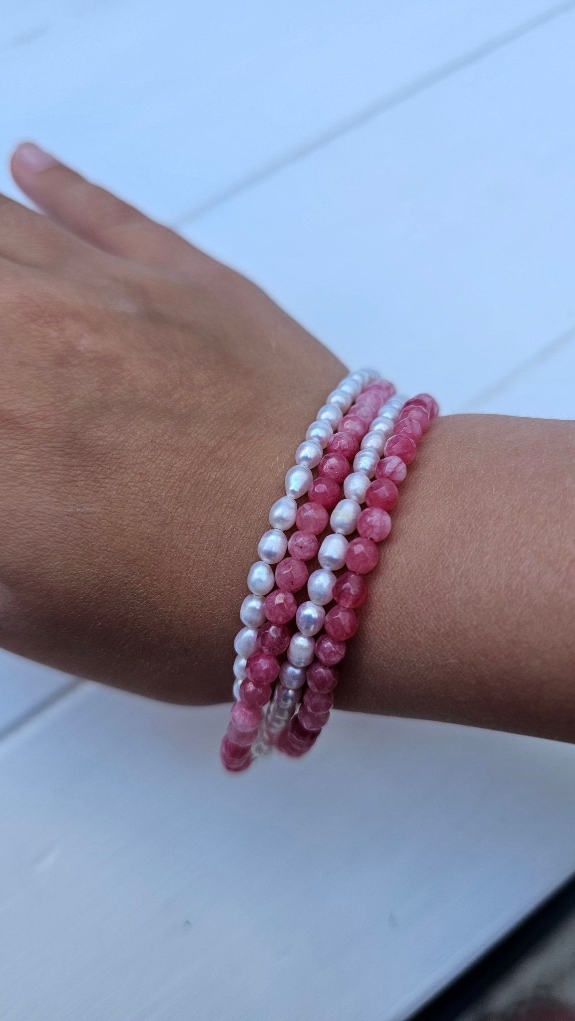 Freshwater Pearl & Pink Chalcedony Double - Layer Choker 4mm – Calm, Confidence & Emotional Balance - BellishFreshwater Pearl & Pink Chalcedony Double - Layer Choker 4mm – Calm, Confidence & Emotional Balance