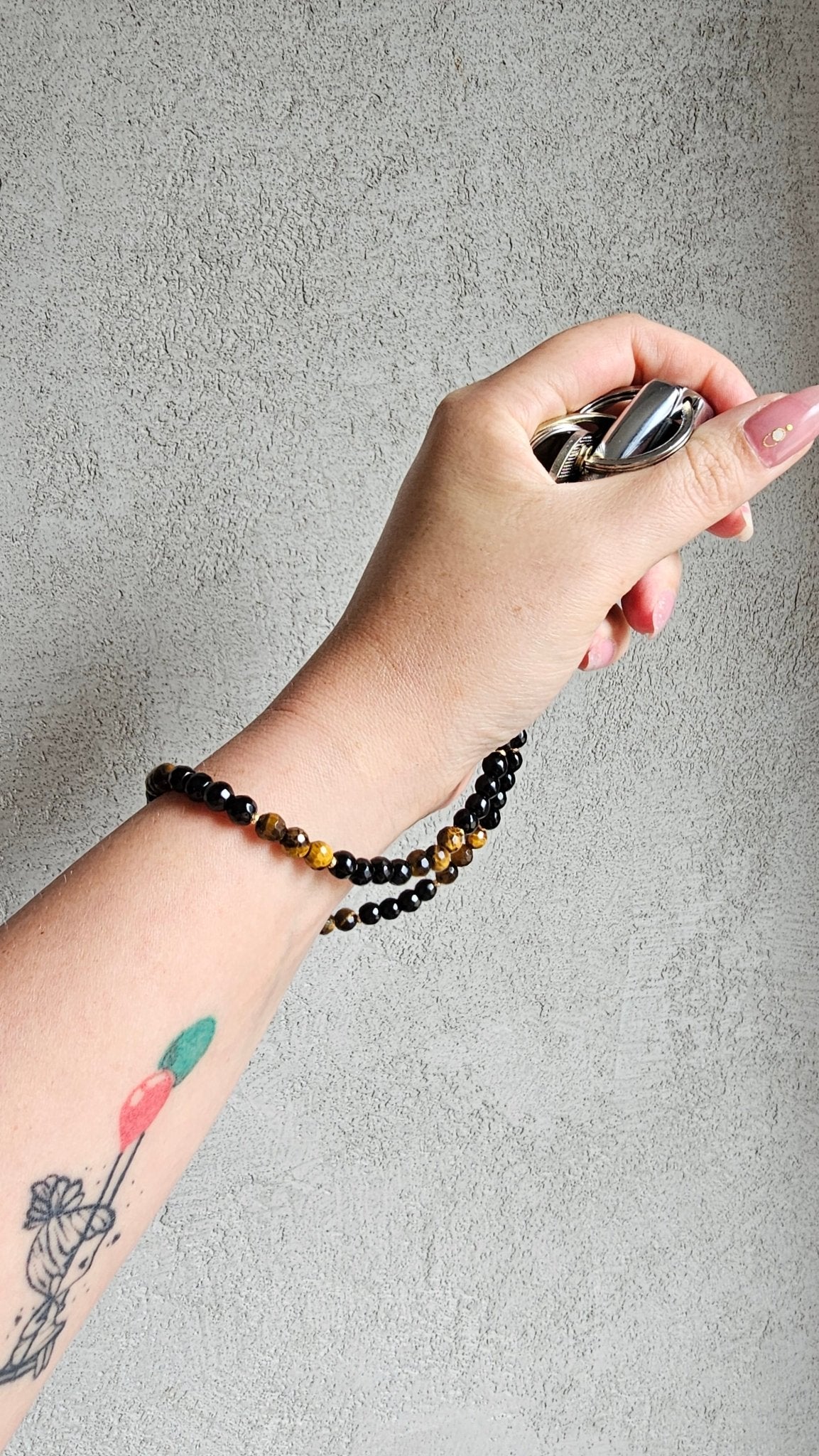 Gemstone Charm for Phone , Keys, Fidget - Back Onyx & Tiger - Eye - BellishGemstone Charm for Phone , Keys, Fidget - Back Onyx & Tiger - Eye