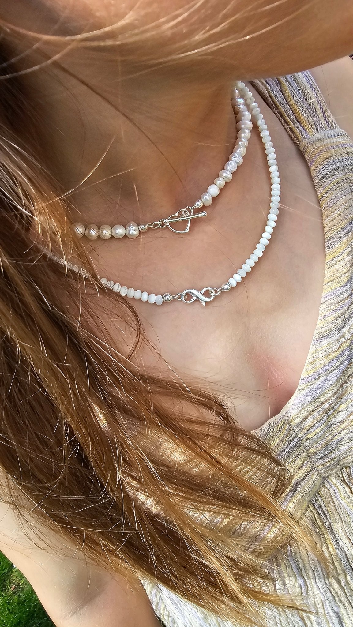 Handmade Freshwater Pearl and Sterling Silver 925 Choker Neckless 5/6mm - BellishHandmade Freshwater Pearl and Sterling Silver 925 Choker Neckless 5/6mm
