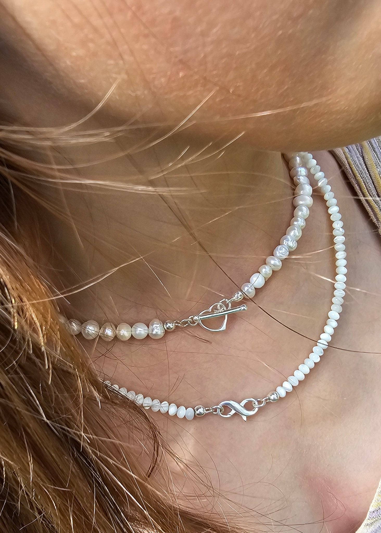 Handmade Freshwater Pearl and Sterling Silver 925 Choker Neckless 5/6mm - BellishHandmade Freshwater Pearl and Sterling Silver 925 Choker Neckless 5/6mm