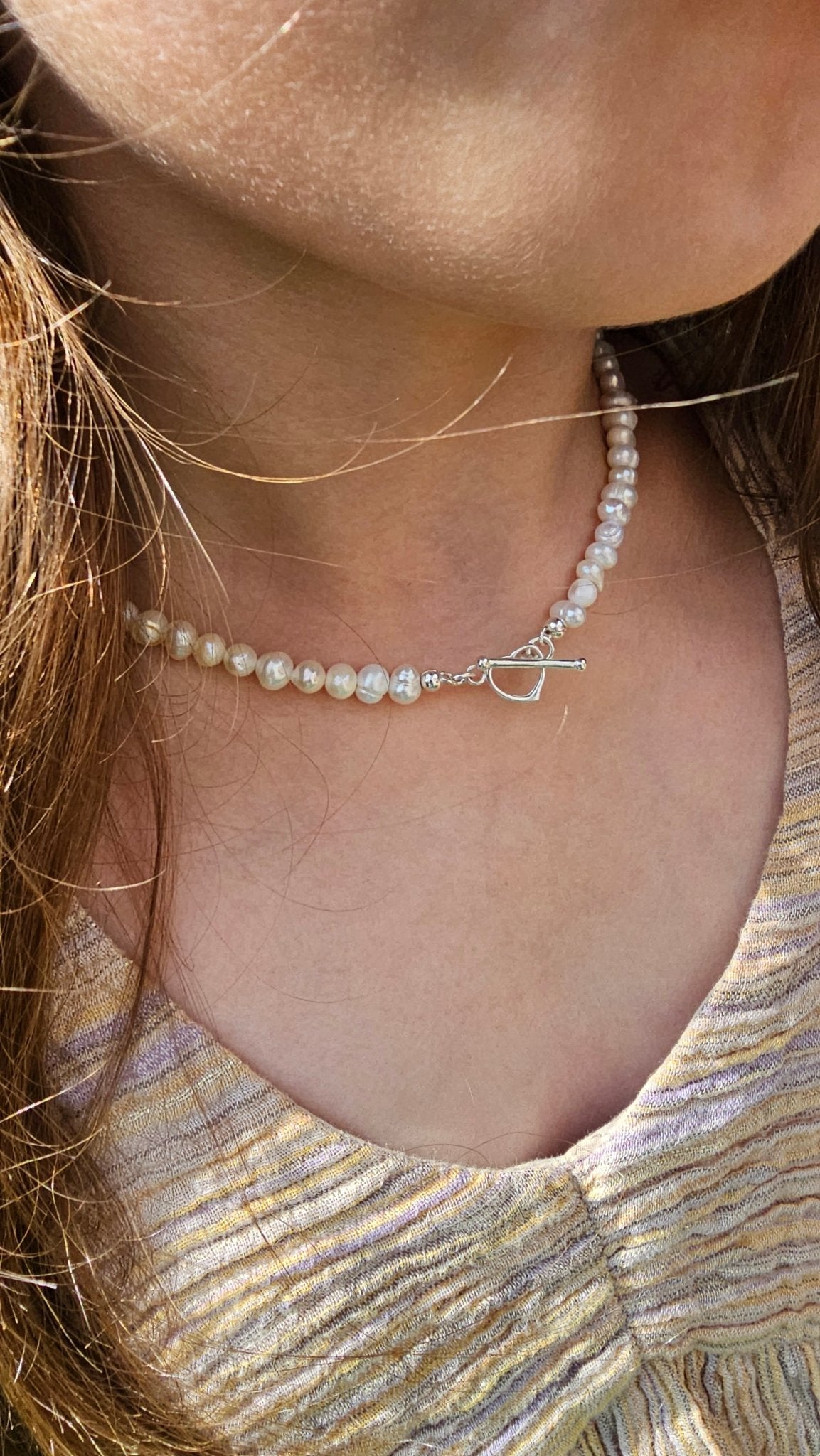 Handmade Freshwater Pearl and Sterling Silver 925 Choker Neckless 5/6mm - BellishHandmade Freshwater Pearl and Sterling Silver 925 Choker Neckless 5/6mm