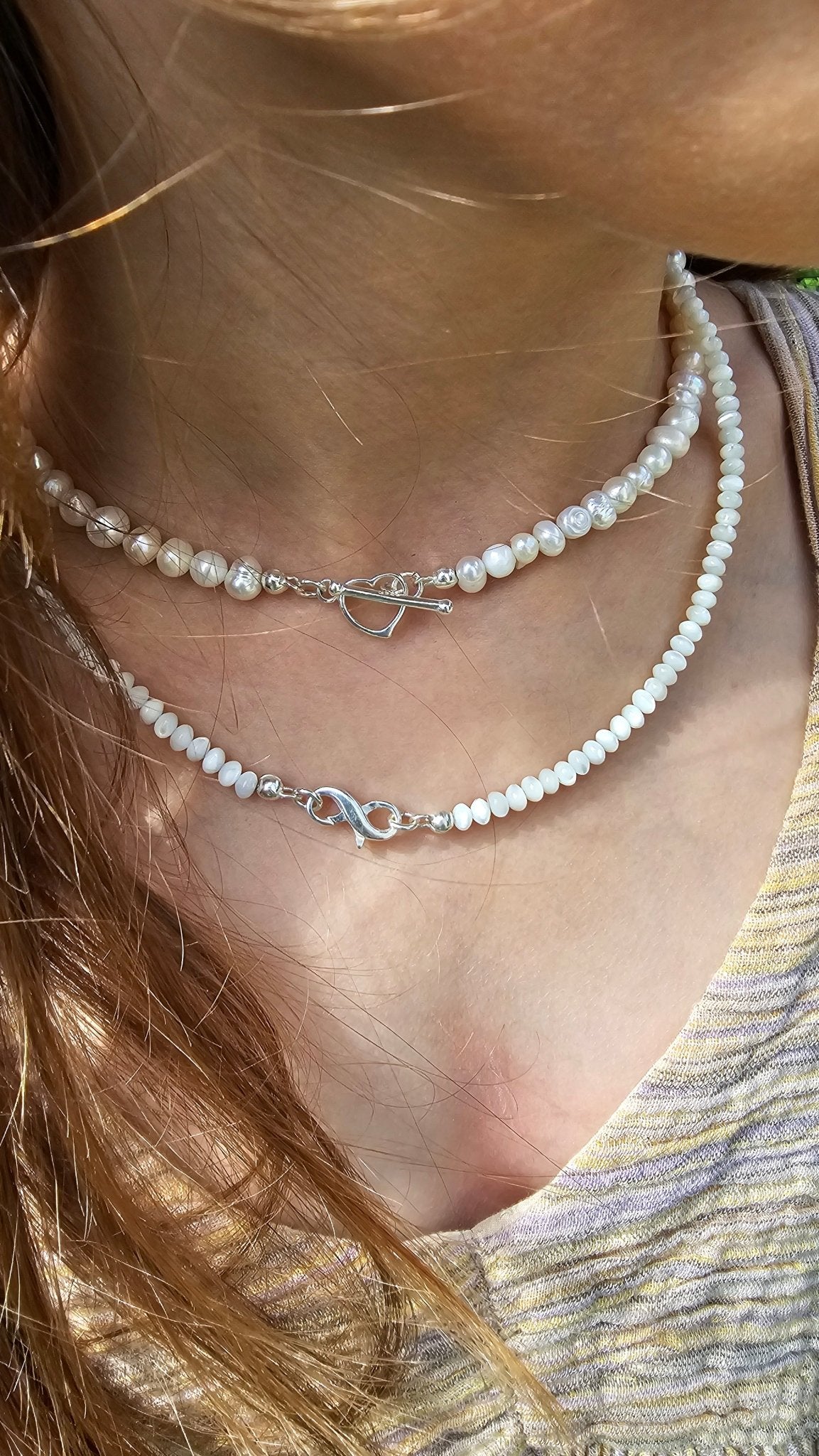 Handmade Freshwater Pearl and Sterling Silver 925 Choker Neckless 5/6mm - BellishHandmade Freshwater Pearl and Sterling Silver 925 Choker Neckless 5/6mm