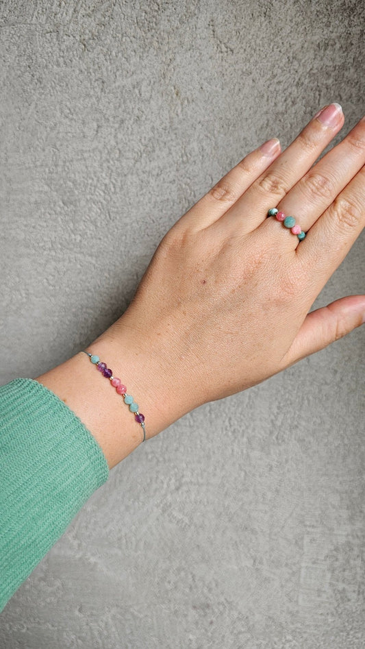Harmony Glow Bracelet - Amazonite - Amethyst - Pink Chalcedony - BellishHarmony Glow Bracelet - Amazonite - Amethyst - Pink Chalcedony