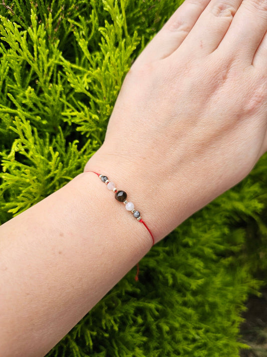 Lucky Bracelet - Gold and snowflakes Obsidian & Moonstone - BellishLucky Bracelet - Gold and snowflakes Obsidian & Moonstone