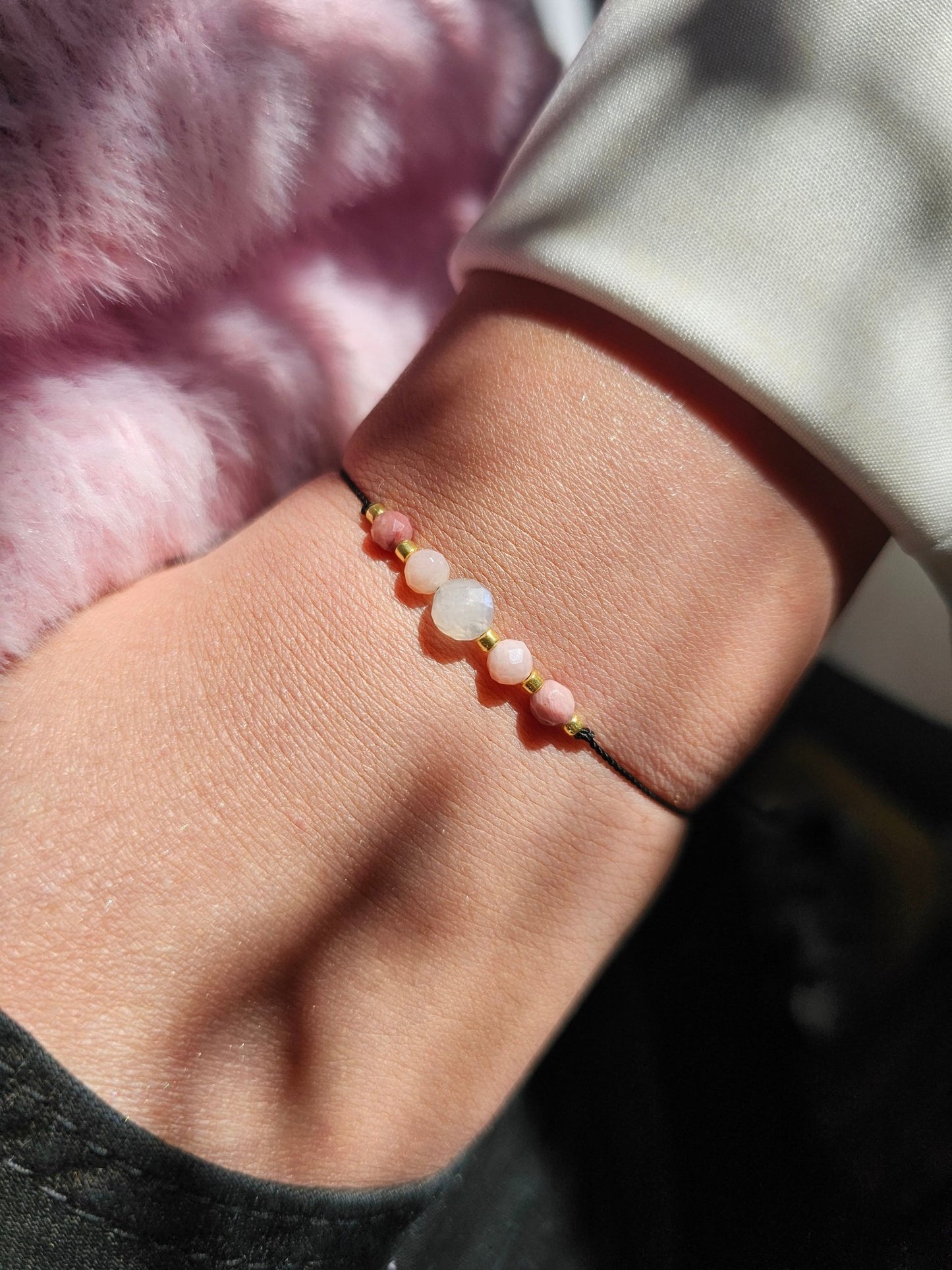Lucky Bracelet - Moonstone & Pink Opal & Rhodonite - BellishLucky Bracelet - Moonstone & Pink Opal & Rhodonite