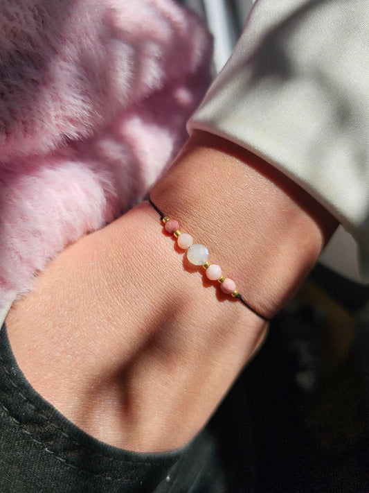 Lucky Bracelet - Moonstone & Pink Opal & Rhodonite - BellishLucky Bracelet - Moonstone & Pink Opal & Rhodonite