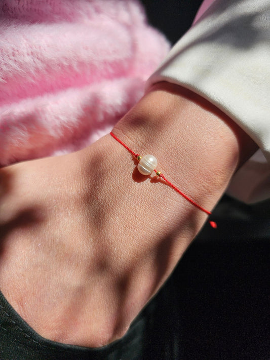 Lucky Bracelet - Pearl Red Cord - BellishLucky Bracelet - Pearl Red Cord