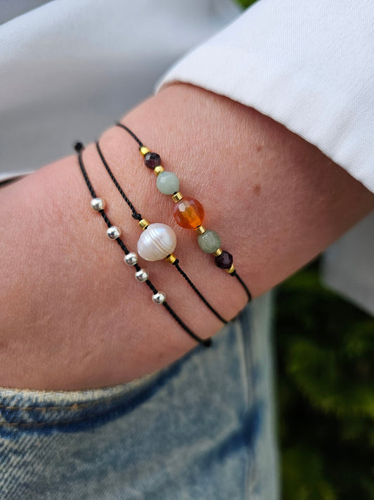 Lucky Bracelet - Silver Beads - Black Cord - BellishLucky Bracelet - Silver Beads - Black Cord