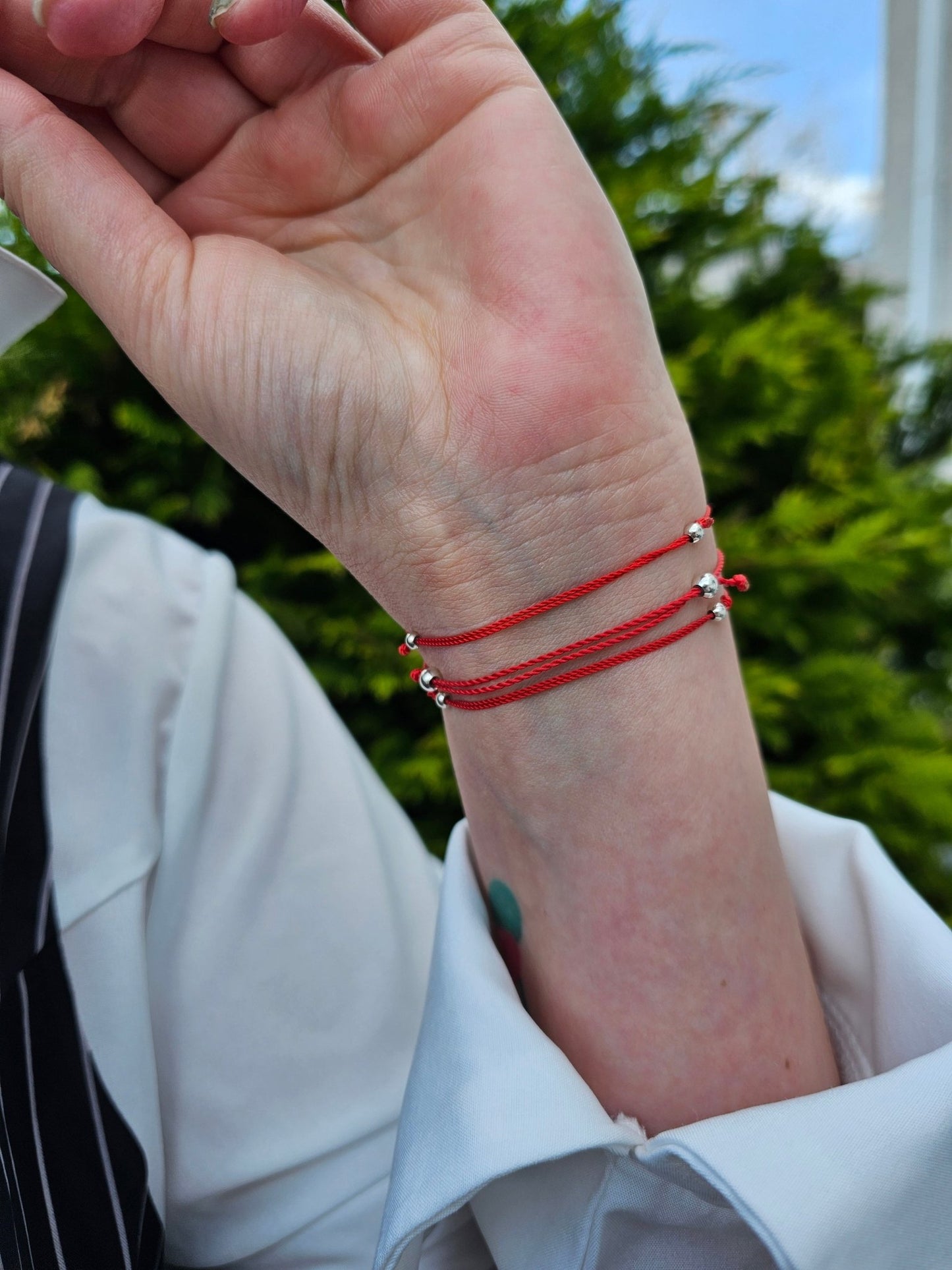 Lucky Bracelet - Silver Beads - Red Cord - BellishLucky Bracelet - Silver Beads - Red Cord