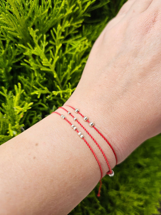 Lucky Bracelet - Silver Beads - Red Cord - BellishLucky Bracelet - Silver Beads - Red Cord