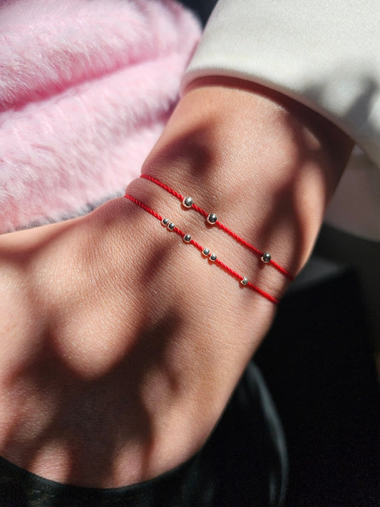 Lucky Bracelet - Silver Beads - Red Cord - BellishLucky Bracelet - Silver Beads - Red Cord
