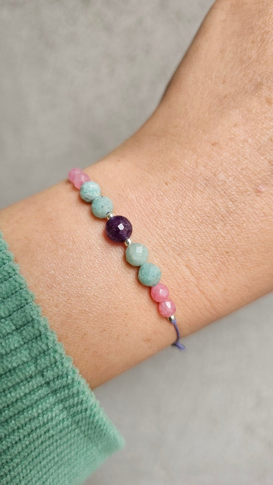Luminous Serenity Bracelet - Amazonite - Amethyst - Pink Chalcedony - BellishLuminous Serenity Bracelet - Amazonite - Amethyst - Pink Chalcedony