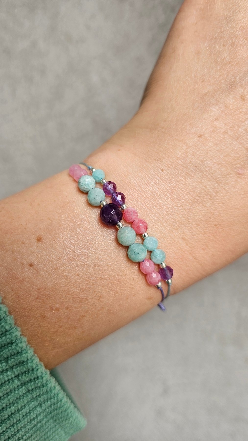 Luminous Serenity Bracelet - Amazonite - Amethyst - Pink Chalcedony - BellishLuminous Serenity Bracelet - Amazonite - Amethyst - Pink Chalcedony