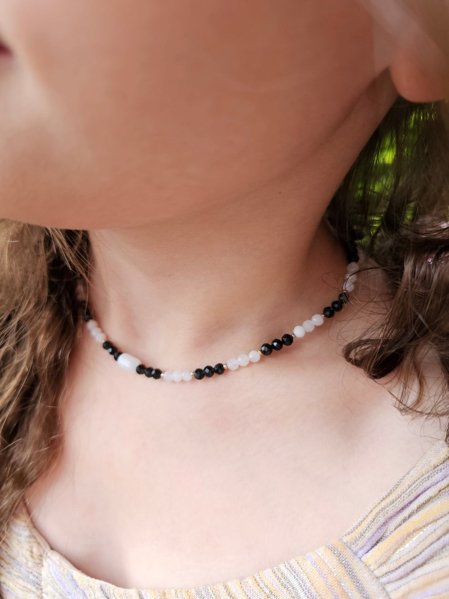Moonstone & Black Onyx Choker 4mm - BellishMoonstone & Black Onyx Choker 4mm