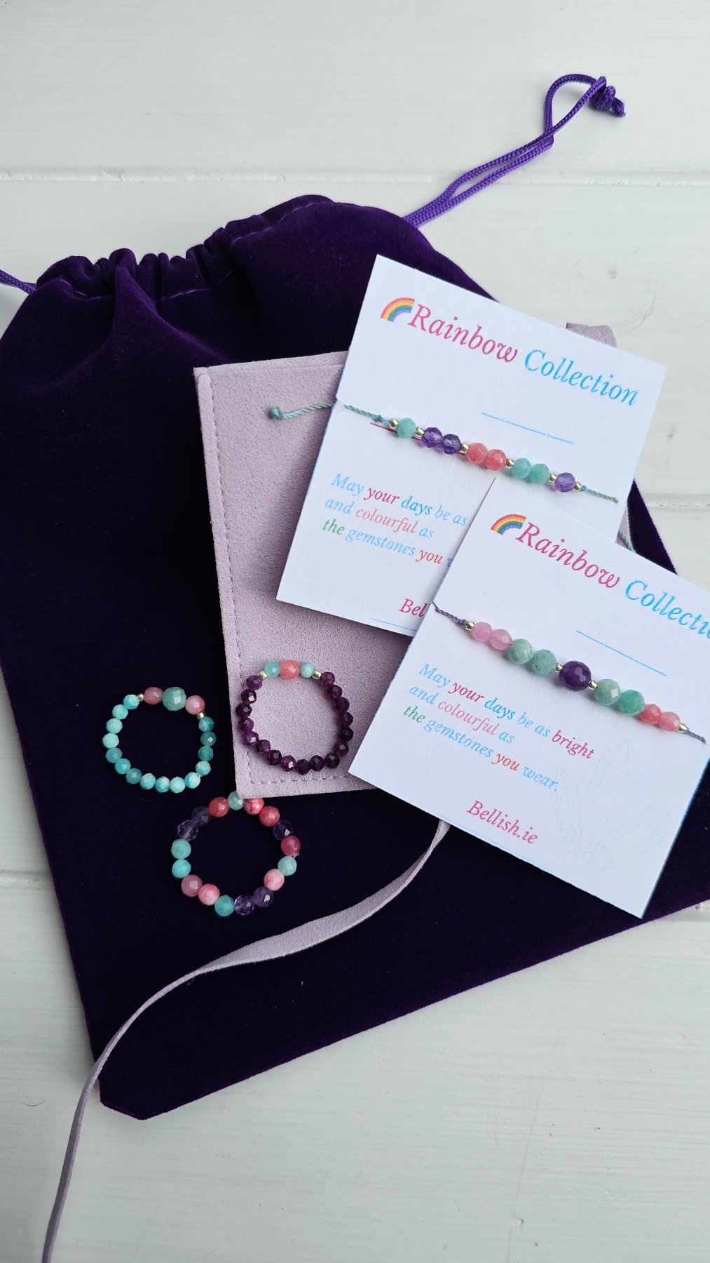 Mystic Harmony Stretch Ring - Amethyst - Amazonite - Chalcedony - BellishMystic Harmony Stretch Ring - Amethyst - Amazonite - Chalcedony