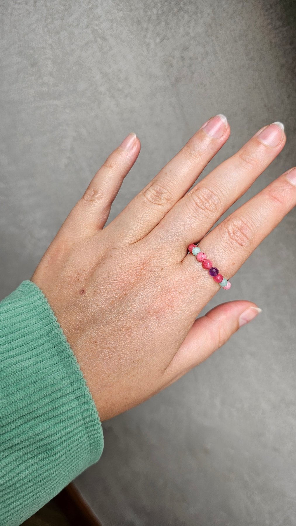 Mystic Harmony Stretch Ring - Amethyst - Amazonite - Chalcedony - BellishMystic Harmony Stretch Ring - Amethyst - Amazonite - Chalcedony