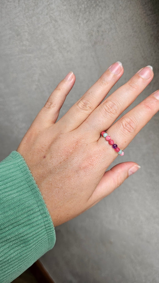 Mystic Harmony Stretch Ring - Amethyst - Amazonite - Chalcedony - BellishMystic Harmony Stretch Ring - Amethyst - Amazonite - Chalcedony