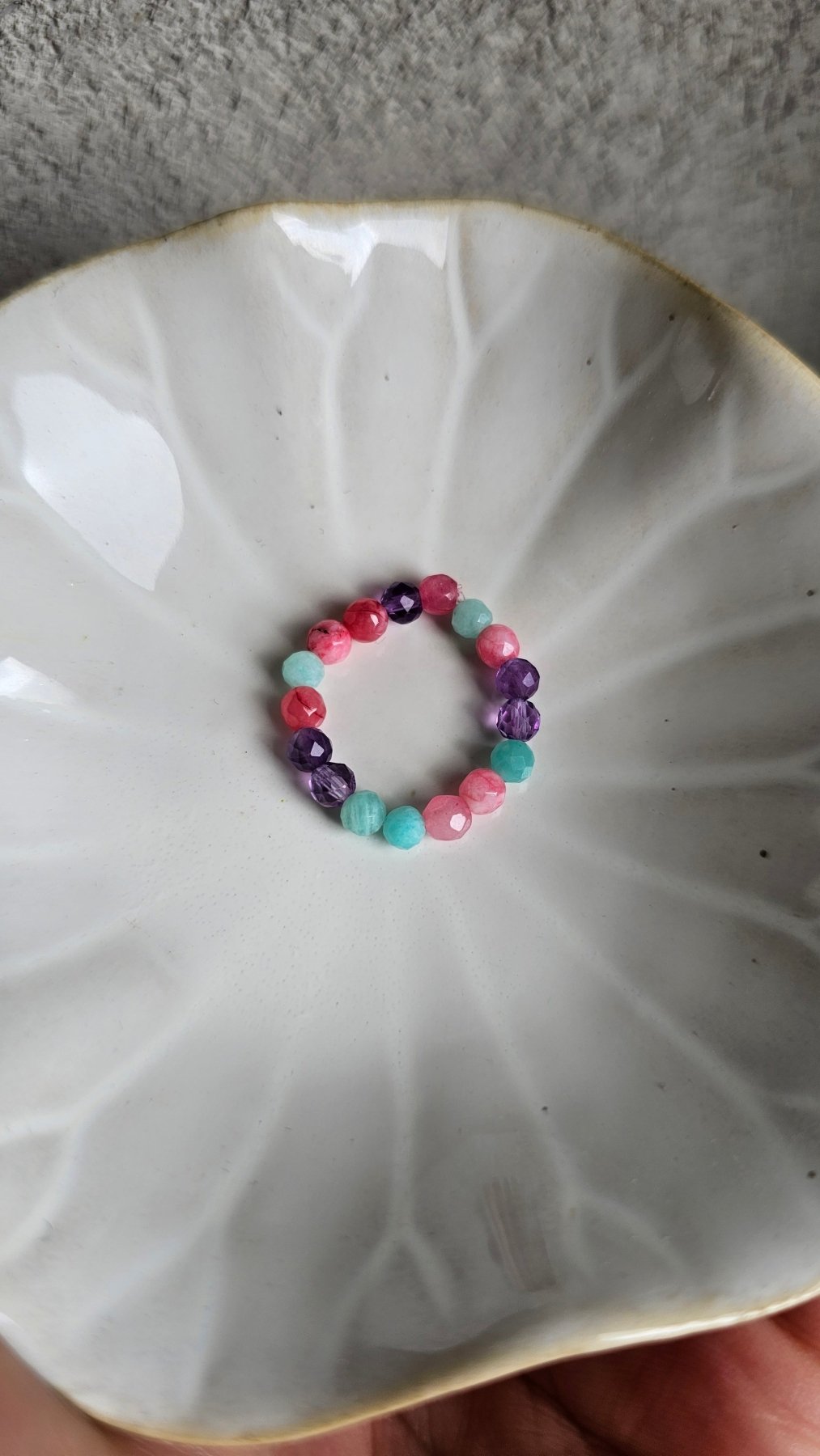 Mystic Harmony Stretch Ring - Amethyst - Amazonite - Chalcedony - BellishMystic Harmony Stretch Ring - Amethyst - Amazonite - Chalcedony