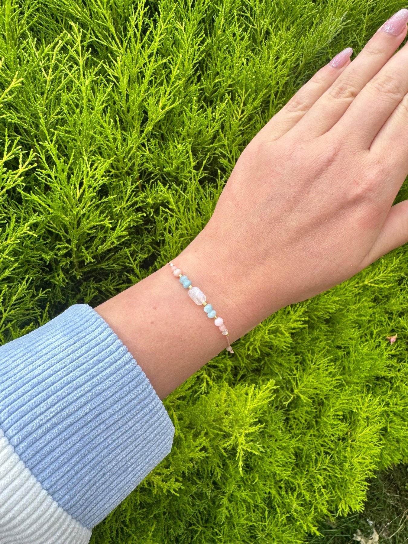 New Chapter Gemstone Bracelet – Moonstone, Aquamarine & Pink Opal for New Beginnings - BellishNew Chapter Gemstone Bracelet – Moonstone, Aquamarine & Pink Opal for New Beginnings