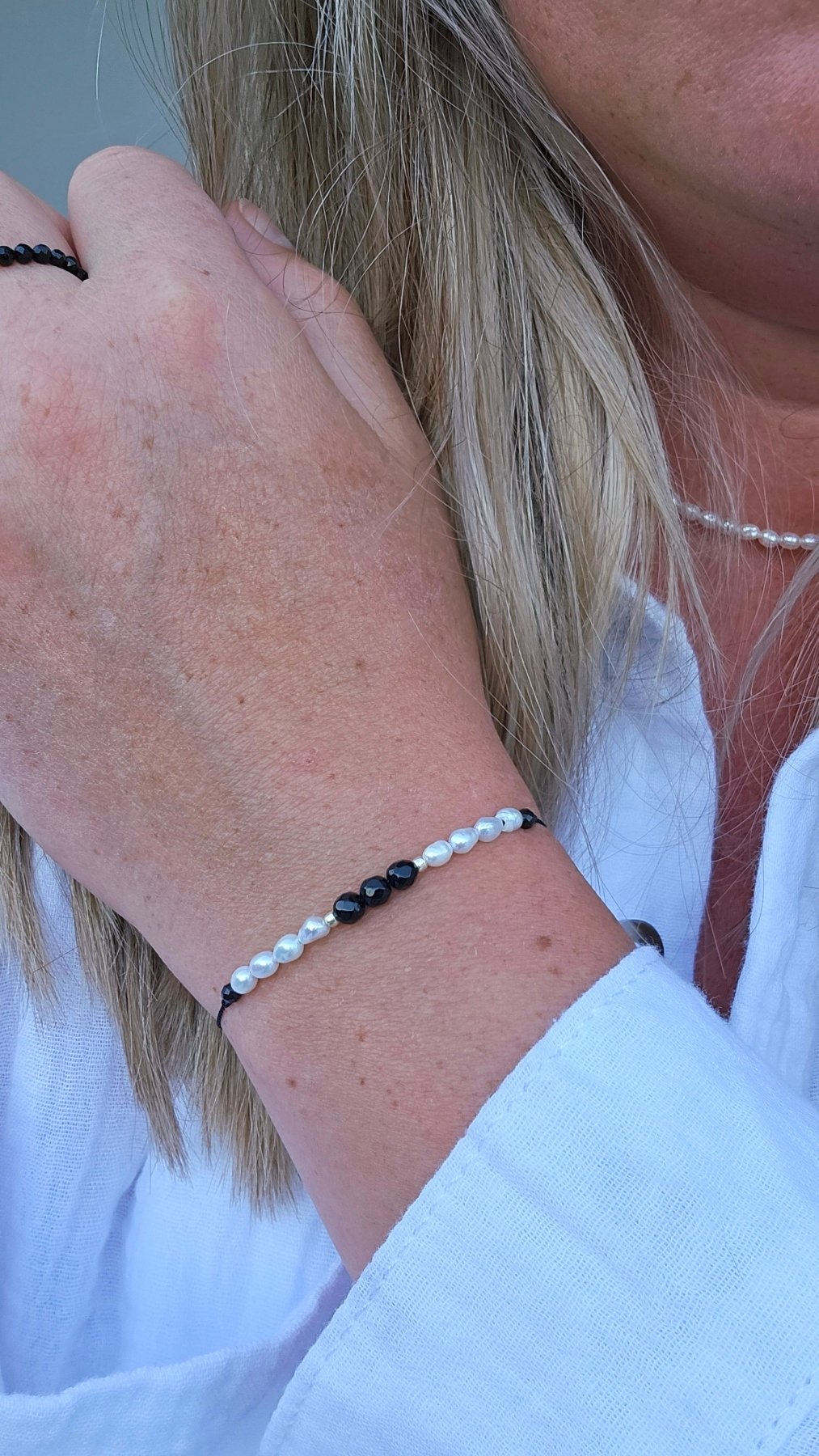 Onyx & Pearl Balance Bracelet - BellishOnyx & Pearl Balance Bracelet