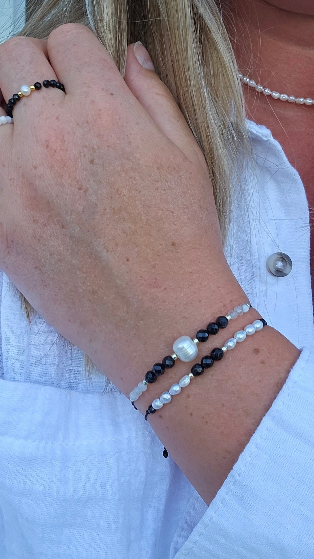 Onyx & Pearl Balance Bracelet - BellishOnyx & Pearl Balance Bracelet