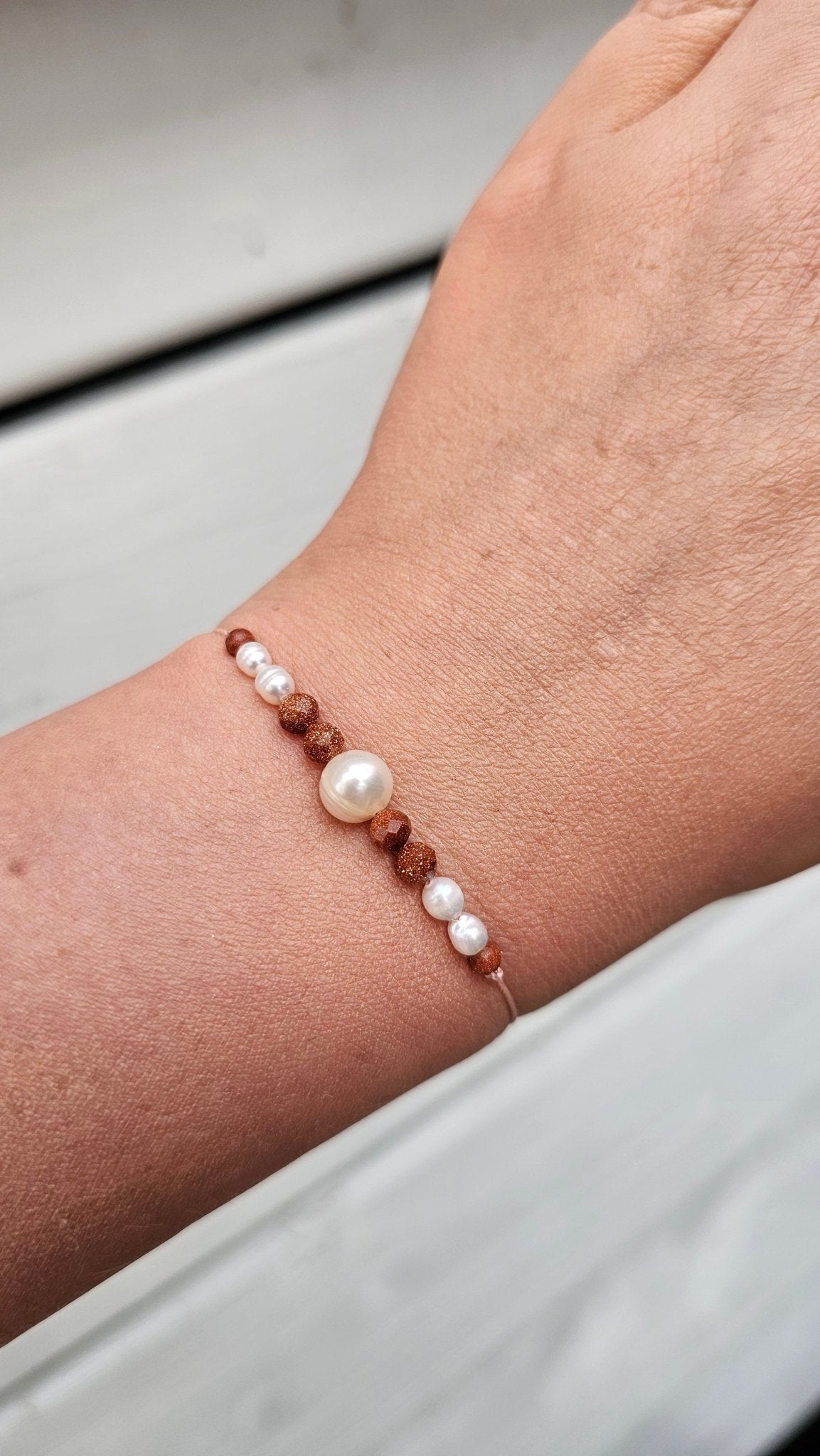 Pearl Dune - Pearl & Sandstone Bracelet - BellishPearl Dune - Pearl & Sandstone Bracelet