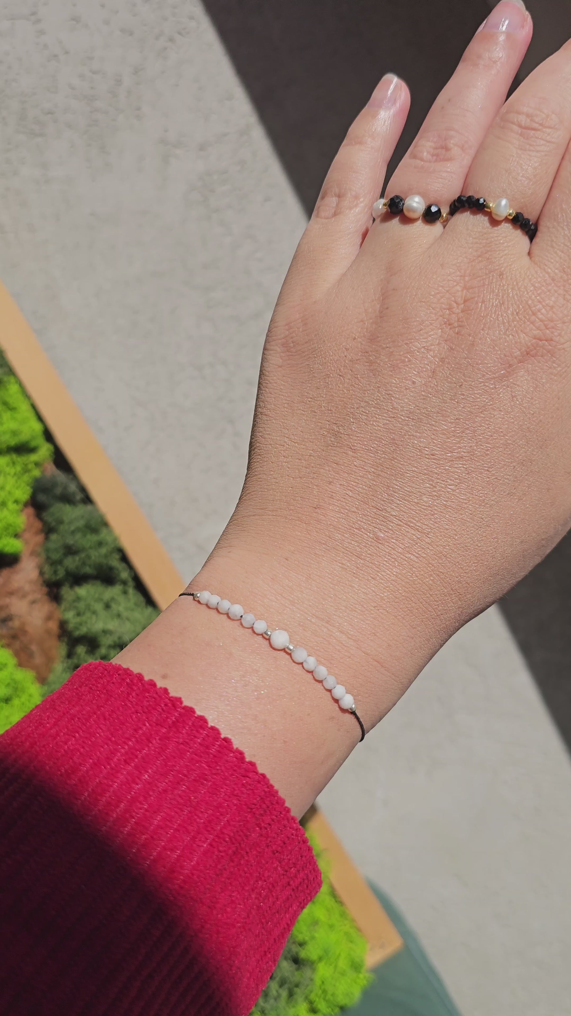Moonstone bracelet on black cord, beautifully packaged and ready to gift.
